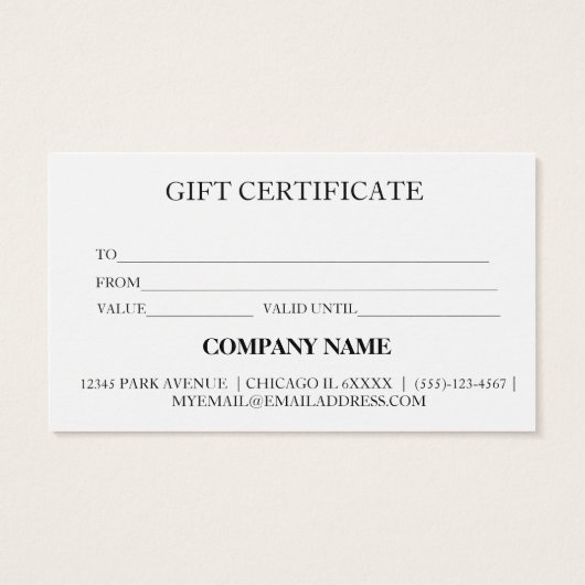 Einfache und moderne Geschenkgutschrift (Rückseite)