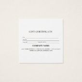 Einfache und moderne Geschenkgutschrift (Rückseite)