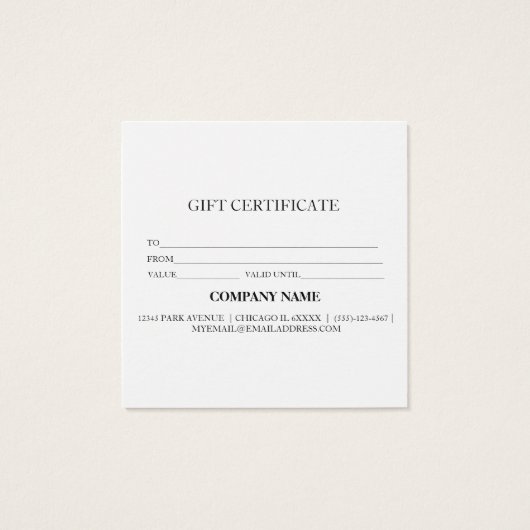 Einfache und moderne Geschenkgutschrift (Rückseite)