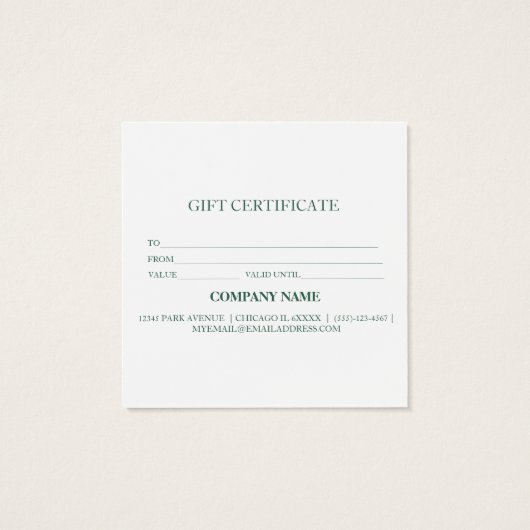 Einfache und moderne Geschenkgutschrift (Rückseite)