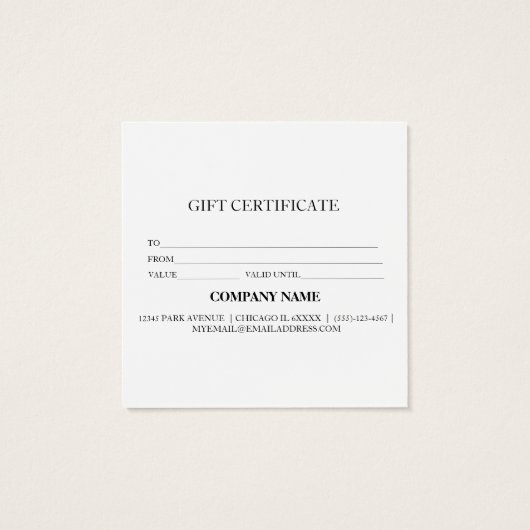 Einfache und moderne Geschenkgutschrift (Rückseite)