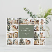Einfache und moderne Green Multi Foto Ferien Karte (Stehend Vorderseite)