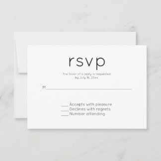 Einfache und moderne Hochzeit RSVP Karte