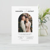 Einfache und moderne Hochzeit zeitgenössischer Fot Einladung (Stehend Vorderseite)