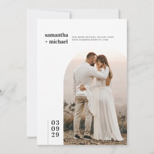 Einfache und moderne Hochzeit zeitgenössischer Fot Einladung (Rückseite)