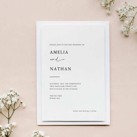 Einfache und moderne Hochzeit zeitgenössischer Fot Einladung