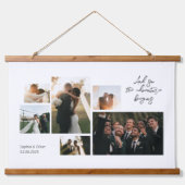 Einfache und moderne Hochzeitscollage für Fotos Wandteppich Mit Holzrahmen (Vorne)