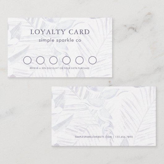 Einfache und moderne Lila Palm Print Loyalty Card Treuekarte (Vorne/Hinten)
