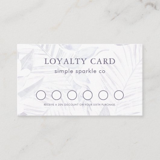 Einfache und moderne Lila Palm Print Loyalty Card Treuekarte (Vorderseite)