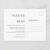 Einfache und moderne minimalistische Hochzeitsfoto Einladungspostkarte (Vorderseite)