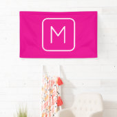 Einfache und moderne Monogramm | Rosa und Weiß Banner (Insitu)