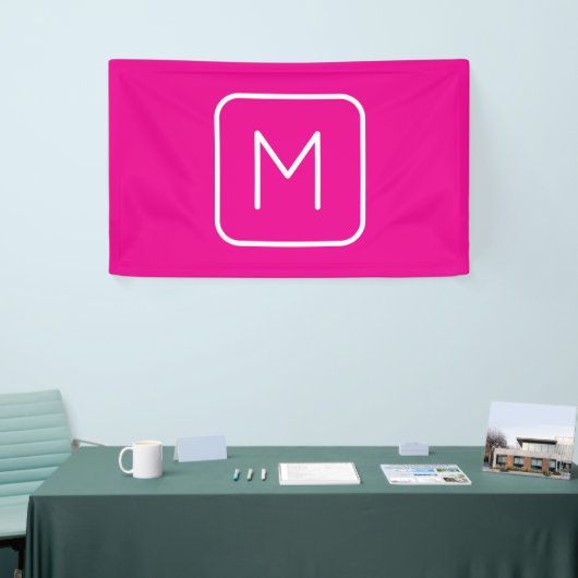 Einfache und moderne Monogramm | Rosa und Weiß Banner (Messeveranstaltung)