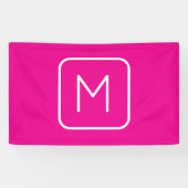 Einfache und moderne Monogramm | Rosa und Weiß Banner (Horizontal)