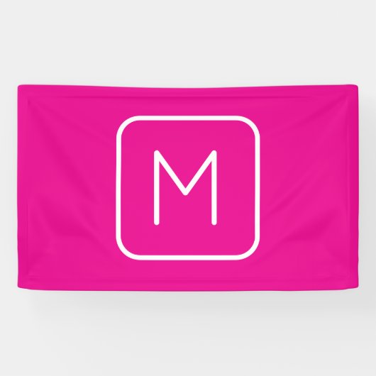 Einfache und moderne Monogramm | Rosa und Weiß Banner (Horizontal)