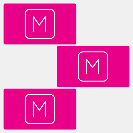 Einfache und moderne Monogramm | Rosa und Weiß Etiketten (Gruppe)