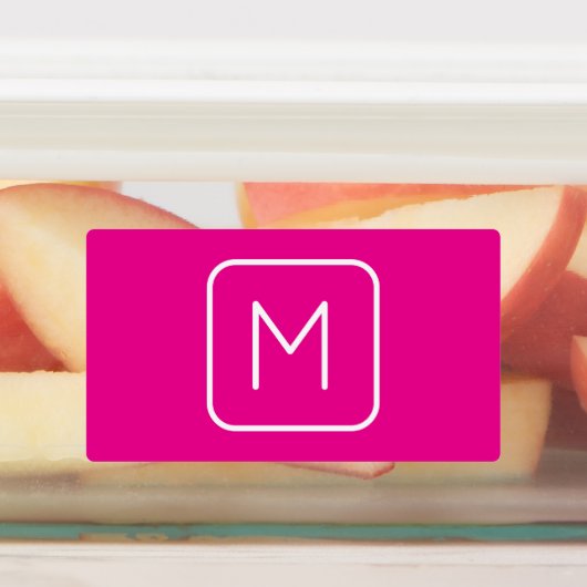 Einfache und moderne Monogramm | Rosa und Weiß Etiketten (Befestigt)