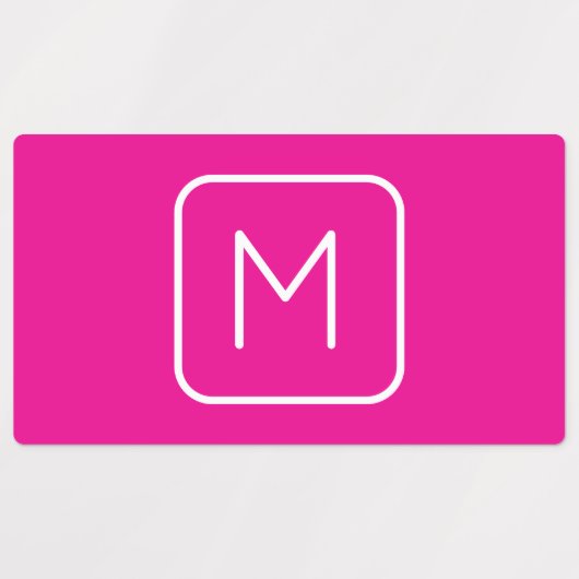 Einfache und moderne Monogramm | Rosa und Weiß Etiketten (Design 2)