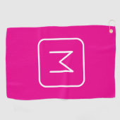 Einfache und moderne Monogramm | Rosa und Weiß Golfhandtuch (Horizontal)