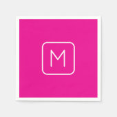 Einfache und moderne Monogramm | Rosa und Weiß Serviette (Vorderseite)