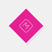 Einfache und moderne Monogramm | Rosa und Weiß Serviette (Ecke)