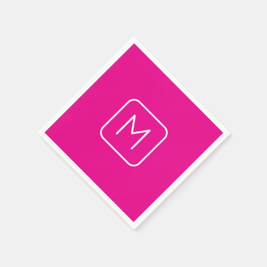 Einfache und moderne Monogramm | Rosa und Weiß Serviette (Ecke)