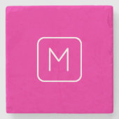 Einfache und moderne Monogramm | Rosa und Weiß Steinuntersetzer (Vorderseite)