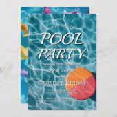 Einfache und moderne Party Einladung am Pool (Vorne/Hinten)