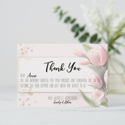 Einfache und moderne Personalisierte Hochzeit Viel Dankeskarte (Stehend Vorderseite)