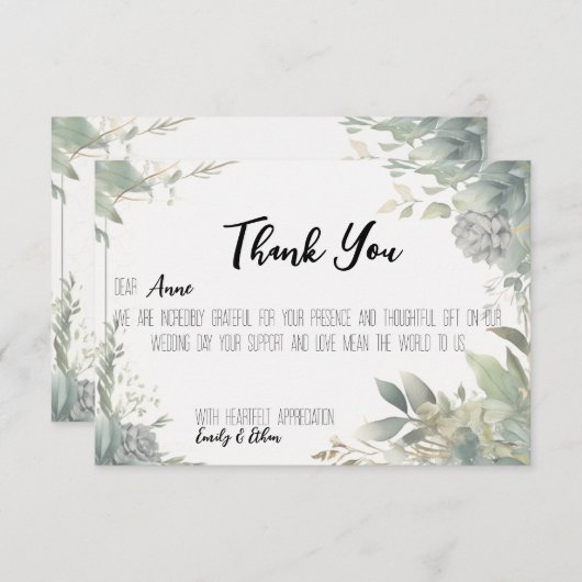 Einfache und moderne Personalisierte Hochzeit Viel Dankeskarte (Vorne/Hinten)