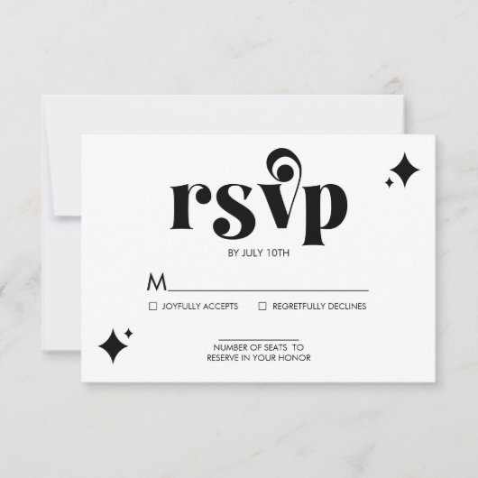 Einfache und moderne Retro Wedding RSVP Card Karte (Vorderseite)