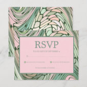 Einfache und moderne rosa und grüne Bat Mitzvah RSVP Karte (Vorne/Hinten)