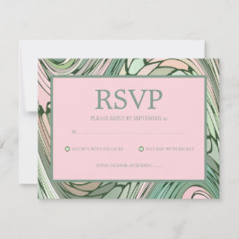 Einfache und moderne rosa und grüne Bat Mitzvah RSVP Karte