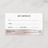 Einfache und moderne Rose Gold Certificate-Geschen Visitenkarte (Rückseite)