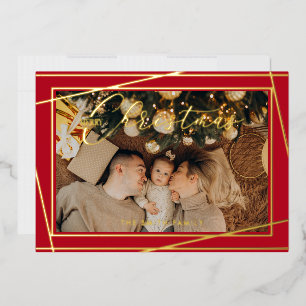 Einfache und moderne Rot frohe Weihnachten Folien Feiertagskarte