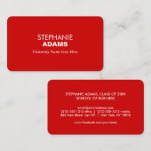 Einfache und moderne Rote Universität Telefonnummerkarte (Vorne/Hinten)