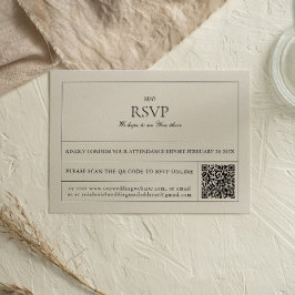 Einfache und moderne RSVP-Karte mit Vintagem QR-Co RSVP Karte