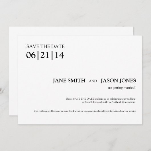 Einfache und moderne Save the Date-Einladung Save The Date (Vorne/Hinten)