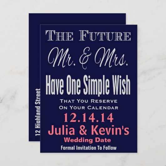 Einfache und moderne Save the Date Postkarte (Vorne/Hinten)