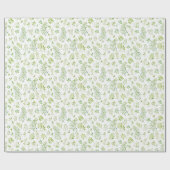 Einfache und niedliche grüne Blätter, Aquarellmust Geschenkpapier (Flach)