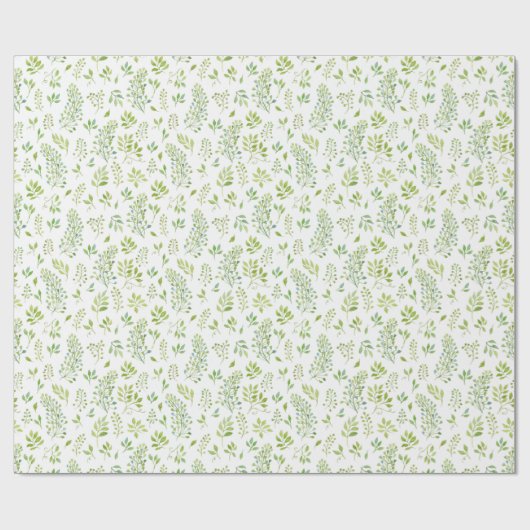 Einfache und niedliche grüne Blätter, Aquarellmust Geschenkpapier (Flach)