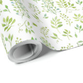 Einfache und niedliche grüne Blätter, Aquarellmust Geschenkpapier (Rolleneckpunkt)
