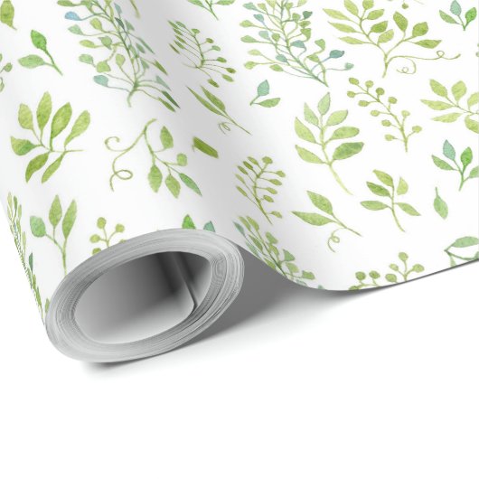 Einfache und niedliche grüne Blätter, Aquarellmust Geschenkpapier (Rolleneckpunkt)