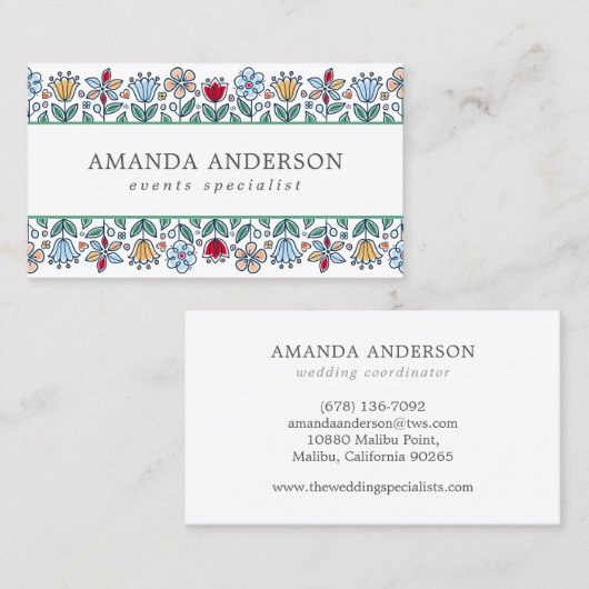 Einfache und Niedliche handgezeichnet Blüte | Visi Visitenkarte (Vorne/Hinten)