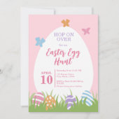 Einfache und Niedliche Pink Pastel Easter Eizellja Einladung (Vorderseite)