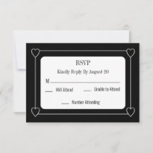 Einfache und romantische Herz Black Wedding RSVP