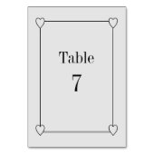 Einfache und romantische Herz-Lightgrau-Hochzeit Tischnummer (Rückseite)