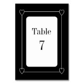 Einfache und romantische Herz-Schwarz-Weiß-Hochzei Tischnummer (Rückseite)