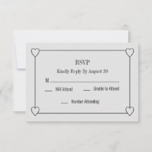 Einfache und romantische Herz White Wedding RSVP