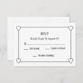 Einfache und romantische Herz White Wedding RSVP Mitteilungskarte (Vorne/Hinten)