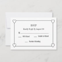 Einfache und romantische Herz White Wedding RSVP